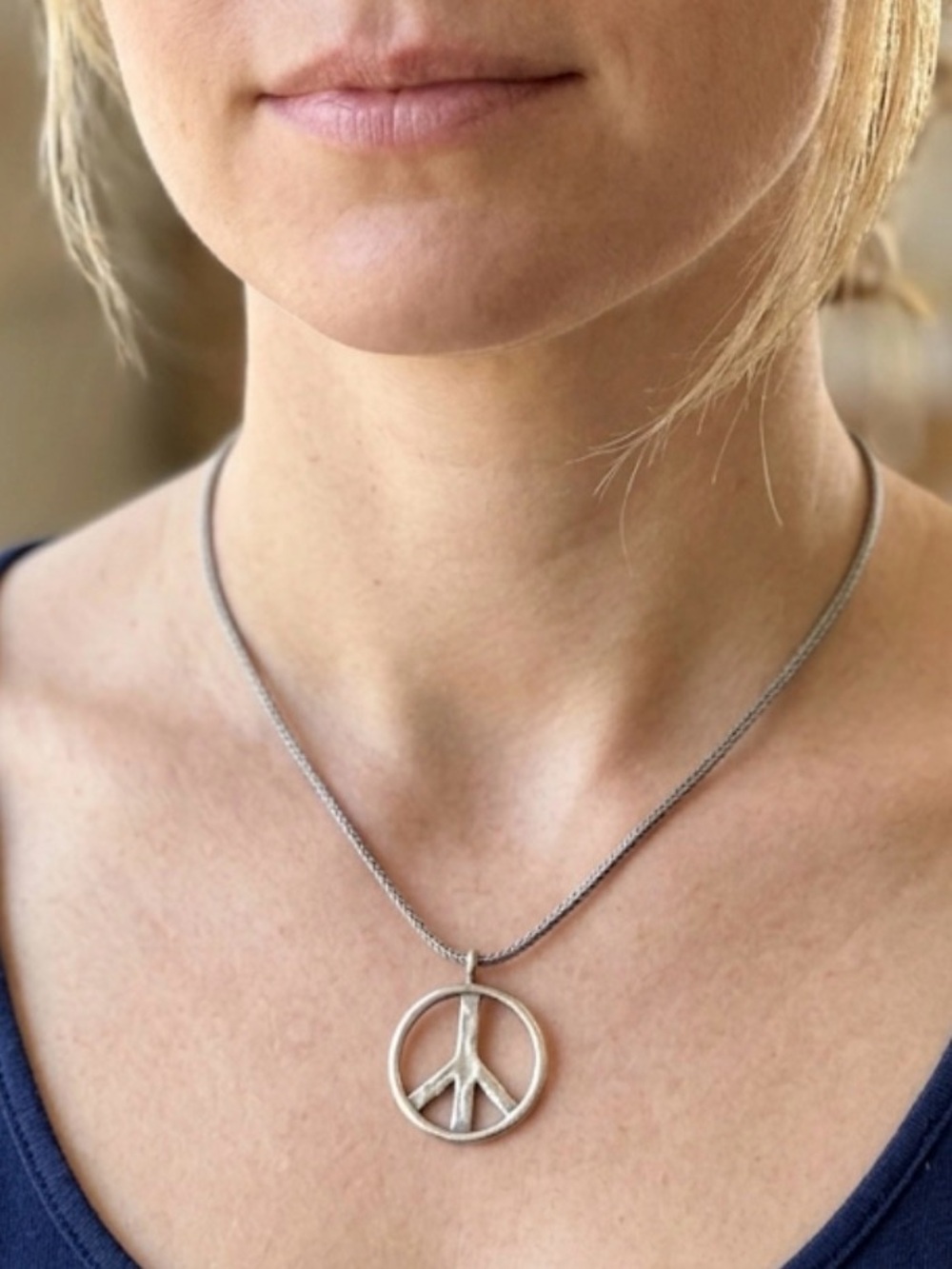 Silpada Retired N 1971 Sterling Silver Peace Sign Pendant Necklace